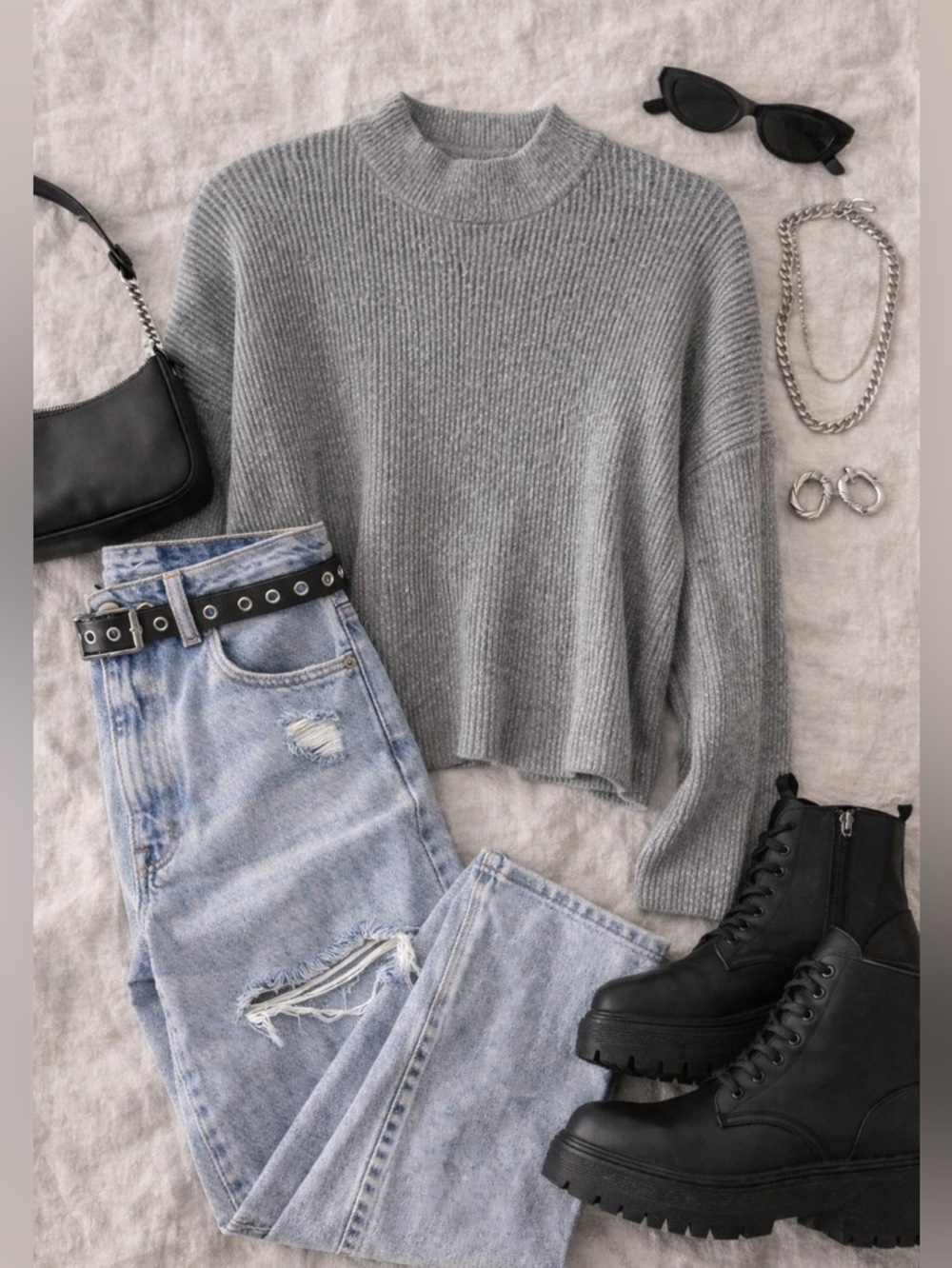 Dip Gray Women's Mock Turtleneck Sweater Cropped Fit